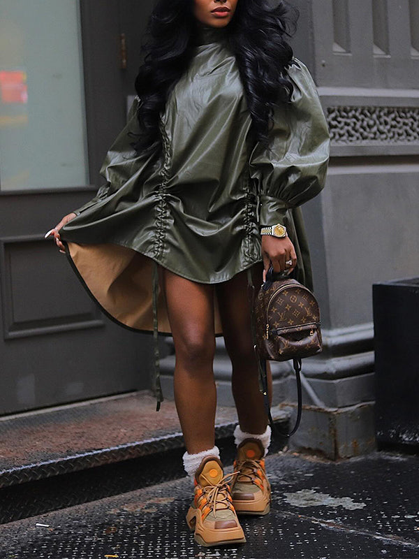 Indiebeautie Drawstring Faux-Leather Dress