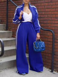 Indiebeautie Side Stripe Jacket & Wide-Leg Pants Set