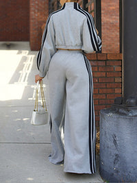 Indiebeautie Side Stripe Jacket & Wide-Leg Pants Set