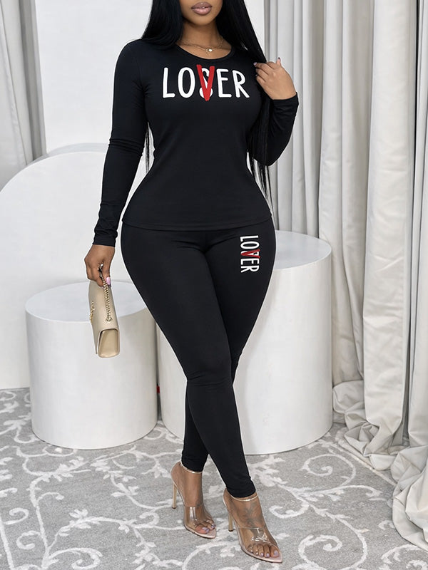 Letter Print Two-Piece Set