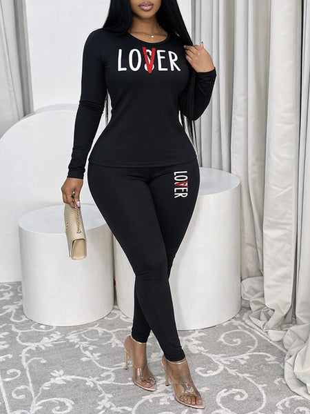 Letter Print Two-Piece Set