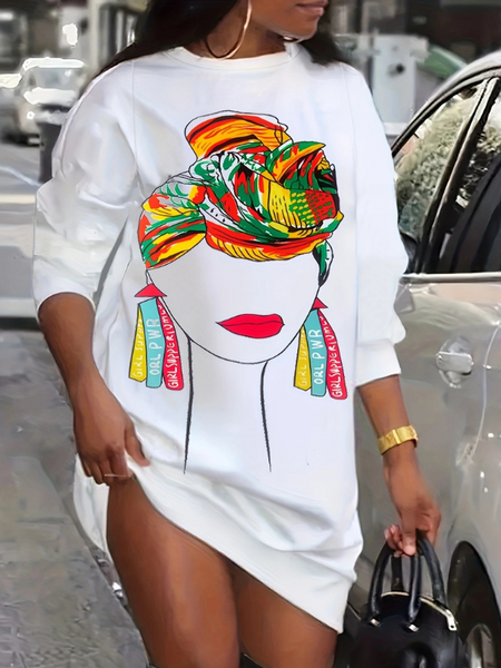 Printed Sweatshirt Dress--Clearance