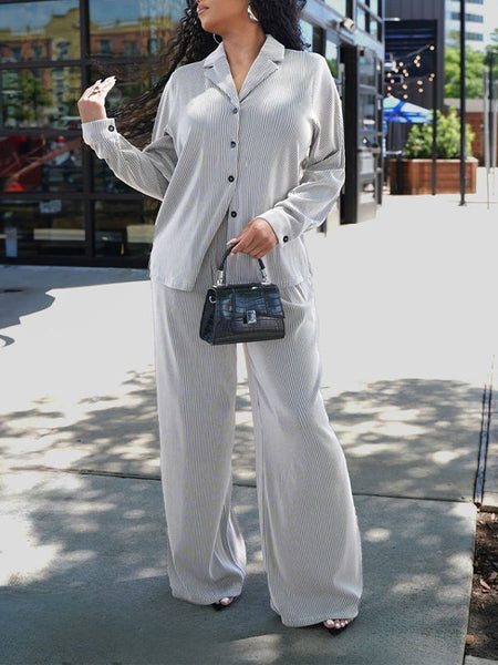 Button-Front Shirt & Pants Set--Clearance