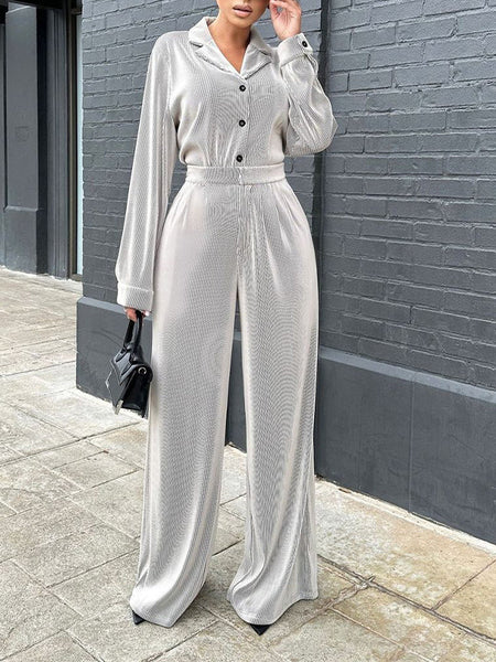 Button-Front Shirt & Pants Set--Clearance