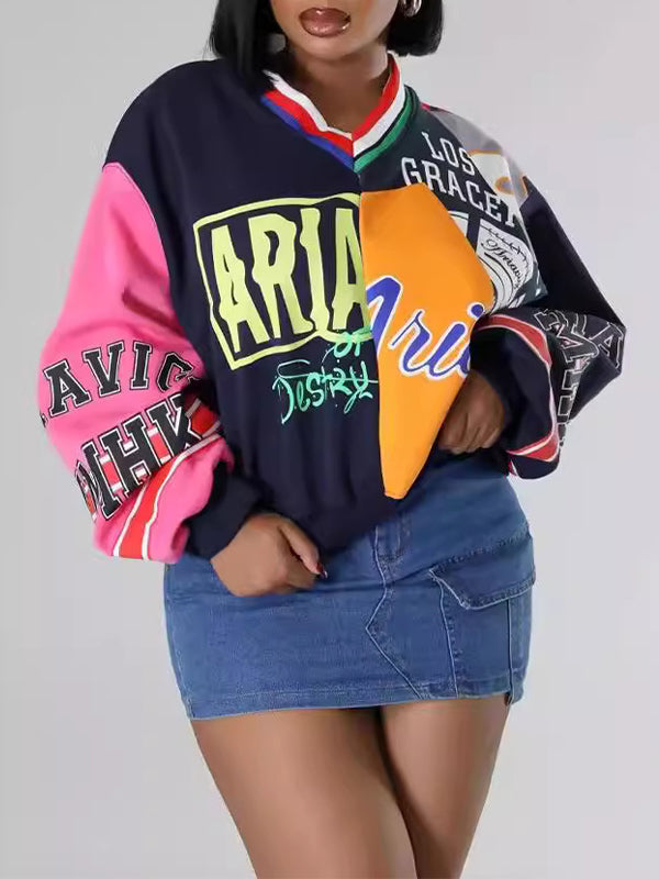 Printed V-Neck Sweatshirt--Clearance