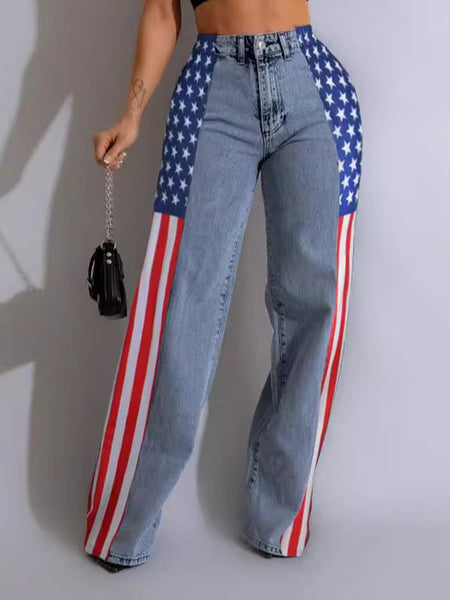 Printed Combo Jeans--Clearance