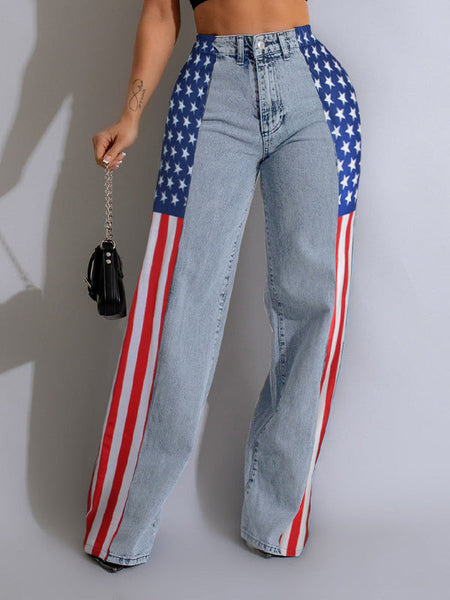 Printed Combo Jeans--Clearance