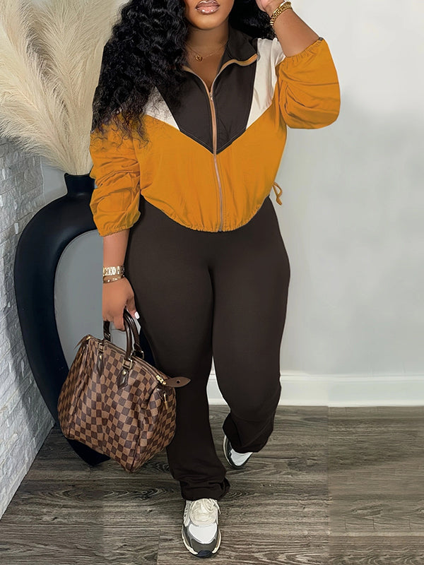 Colorblock Zip Top & Pants Set--Clearance