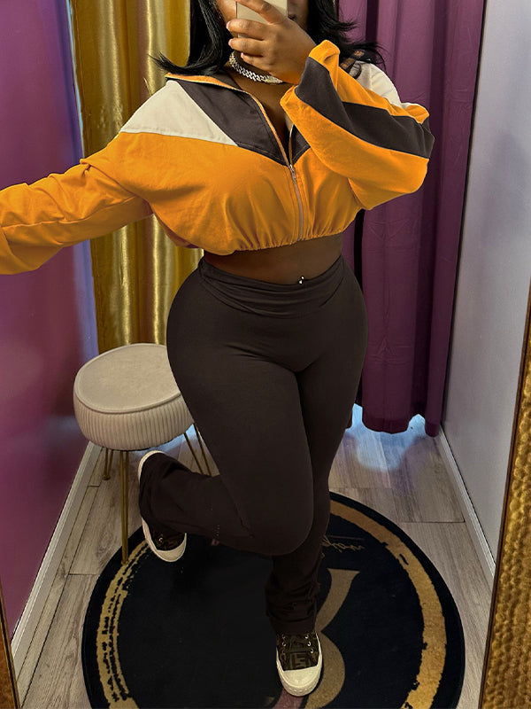 Colorblock Zip Top & Pants Set--Clearance