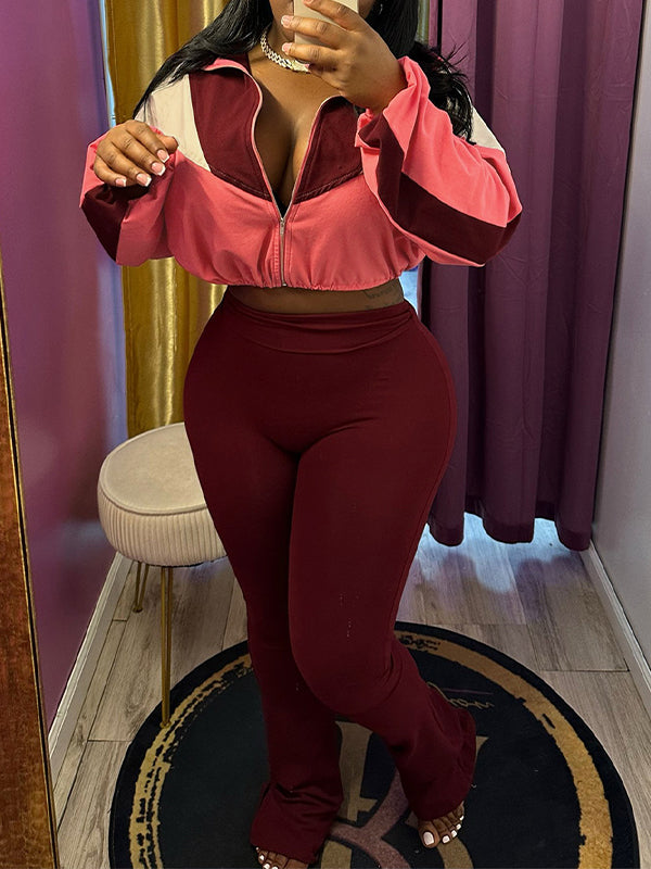 Colorblock Zip Top & Pants Set--Clearance