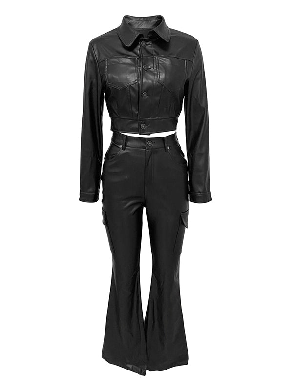 Indiebeautie Faux Leather Shirt & Pants Set