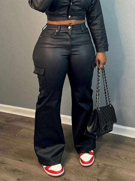 Indiebeautie Faux Leather Cargo Pants