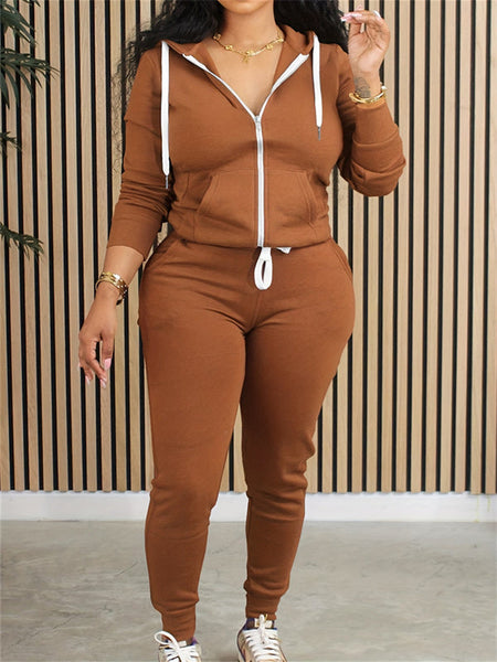 Zip Front Hoodie & Pants Set--Clearance