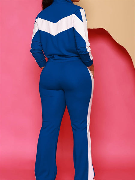 Two-Tone Zip-Front Jacket & Pants Set--Clearance