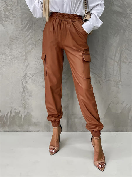 Faux-Leather Jogger Pants--Clearance