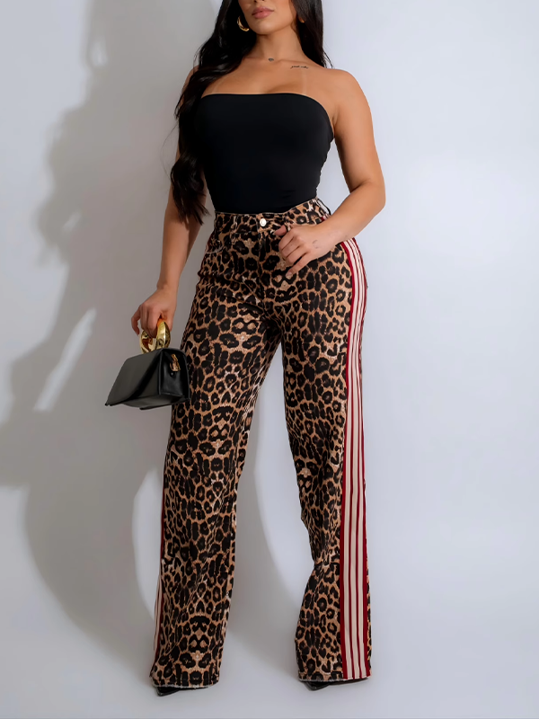 Indiebeautie Side Stripe Leopard Pants