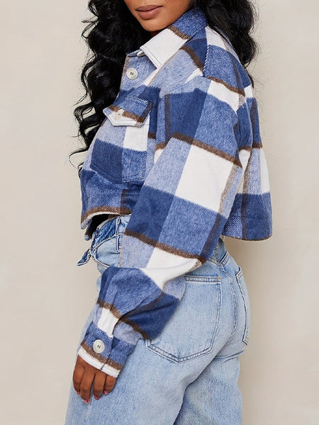 Plaid Button-Front Jacket--Clearance