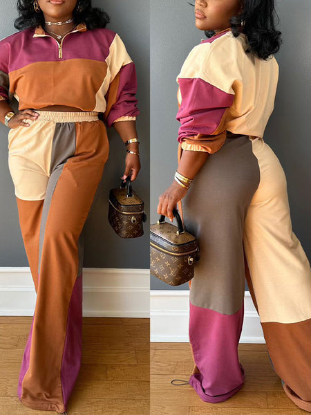 Indiebeautie Colorblock Zip Top & Pants Set