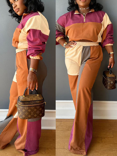 Indiebeautie Colorblock Zip Top & Pants Set
