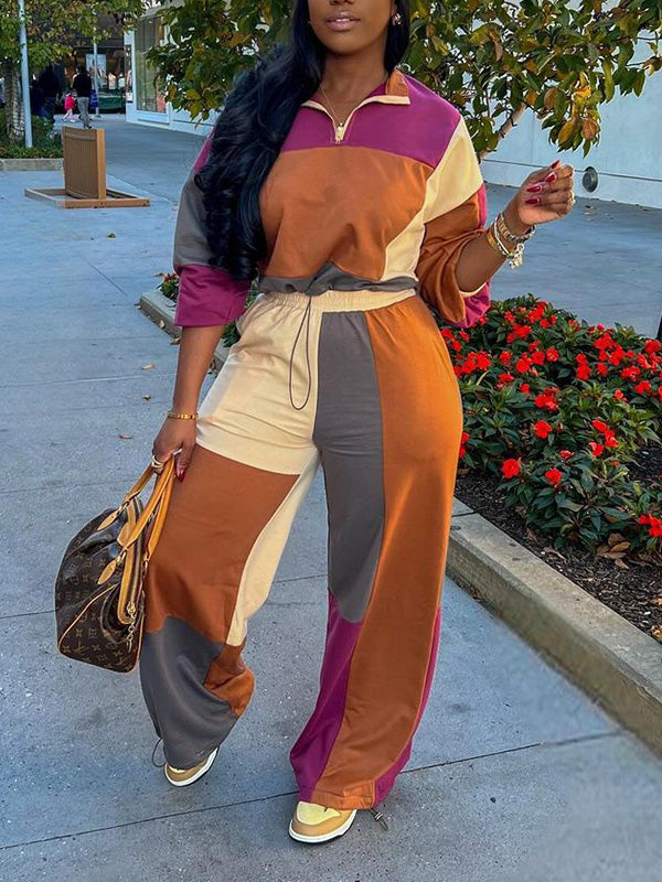 Indiebeautie Colorblock Zip Top & Pants Set
