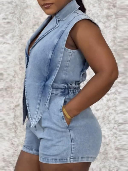 Indiebeautie Sleeveless Denim Romper