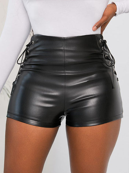 Indiebeautie Faux-Leather Lace-Up Shorts