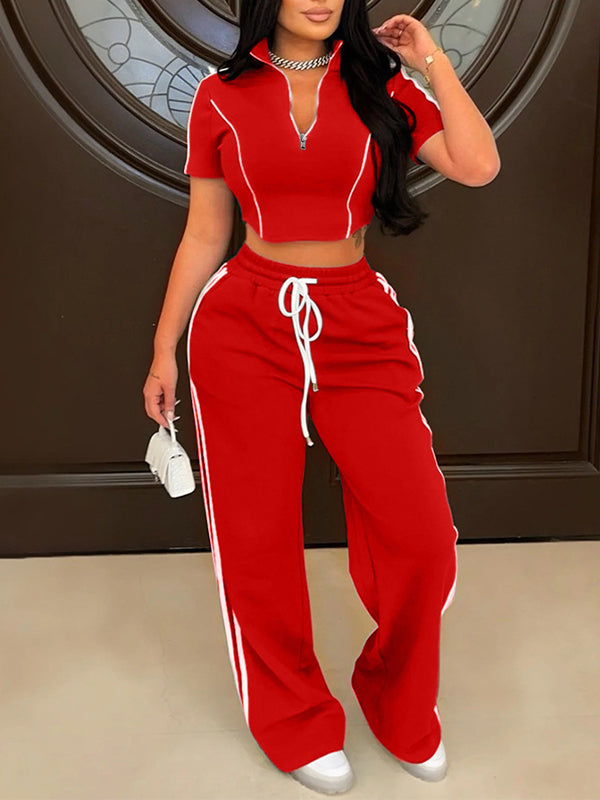 Indiebeautie Stripe Zip Top & Pants Set