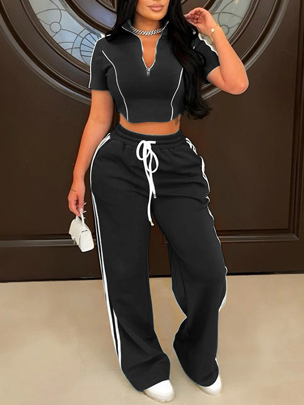 Indiebeautie Stripe Zip Top & Pants Set