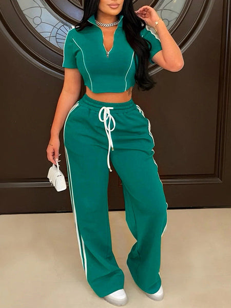Indiebeautie Stripe Zip Top & Pants Set