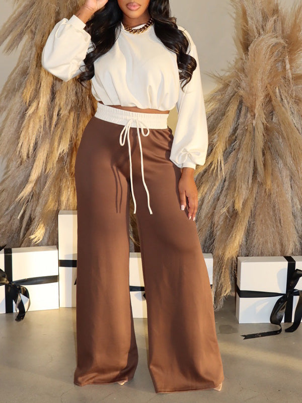 Indiebeautie Two-Tone Wide-Leg Pants Set