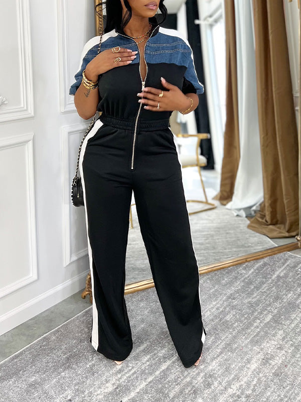 Indiebeautie Zip-Front Side-Stripe Jumpsuit