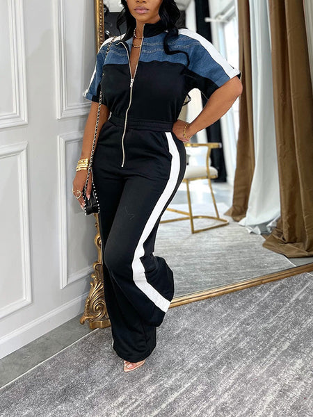 Indiebeautie Zip-Front Side-Stripe Jumpsuit