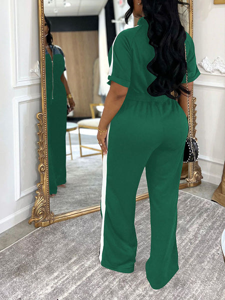 Indiebeautie Denim-Combo Zip-Front Jumpsuit