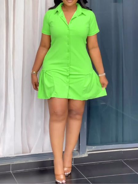 Solid Shirt Dress--Clearance
