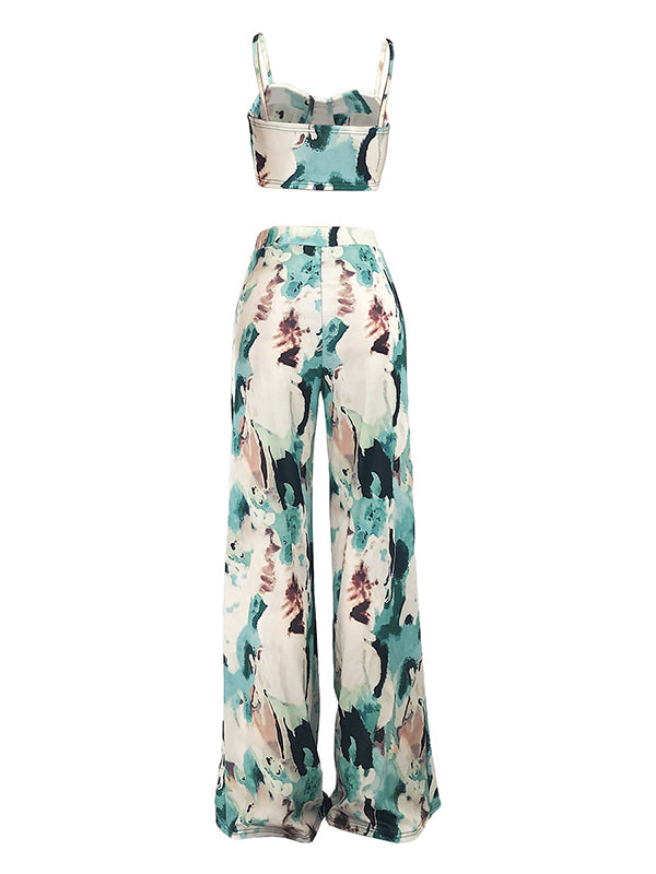 Indiebeautie Printed Cami Top & Wide-Leg Pants Set