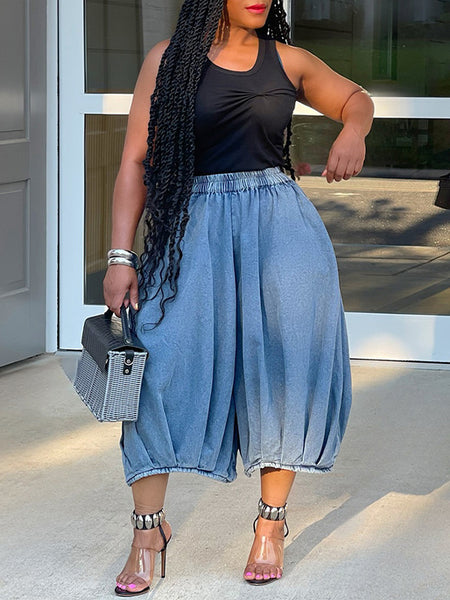 Indiebeautie Wide Leg Cropped Jeans