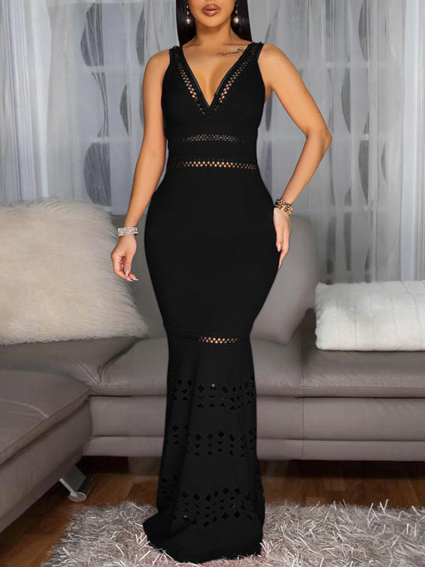 V-Neck Sleeveless Maxi Dress