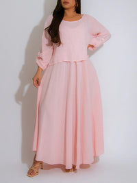 Solid Cami Dress with Top Set