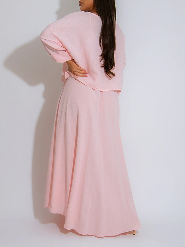 Solid Cami Dress with Top Set