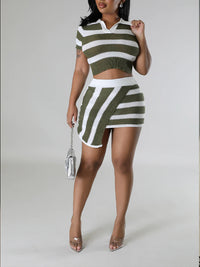 Stripe Knit Skirt Set