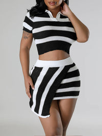 Stripe Knit Skirt Set