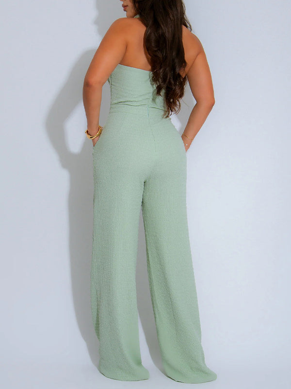 Halter Cutout Jumpsuit--Clearance