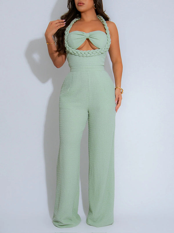 Halter Cutout Jumpsuit--Clearance