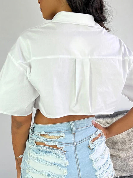 Solid Cropped Shirt