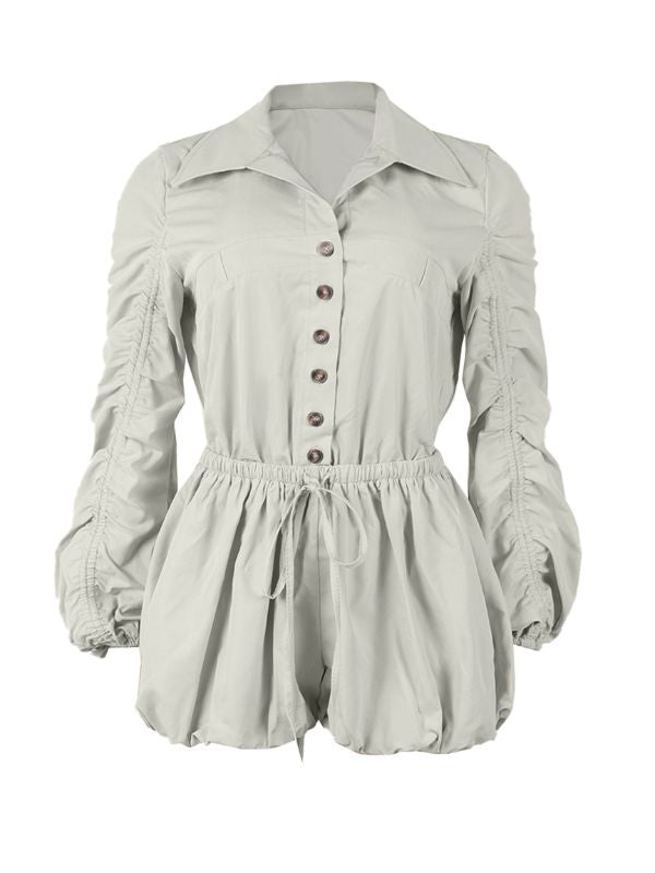 Solid Button-Front Cargo Romper