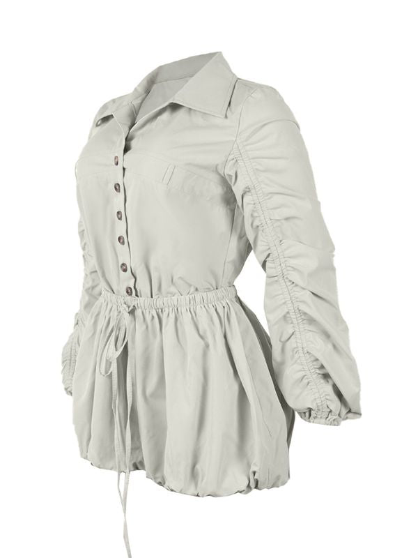 Solid Button-Front Cargo Romper