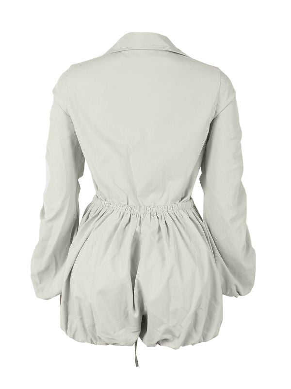 Solid Button-Front Cargo Romper