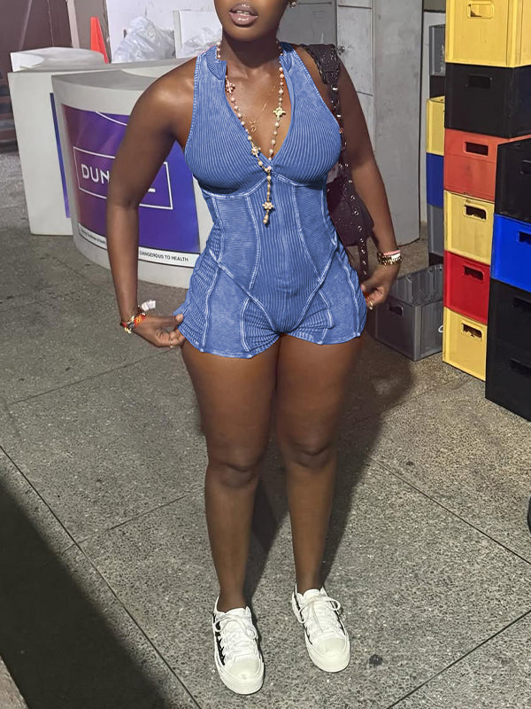 Washed Sleeveless Romper