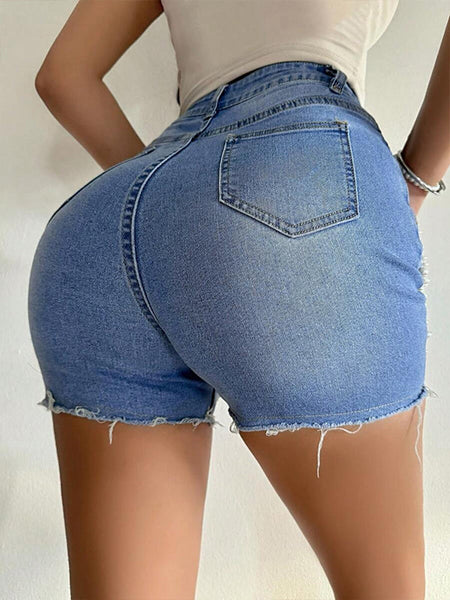 Pearl Ripped Denim Shorts