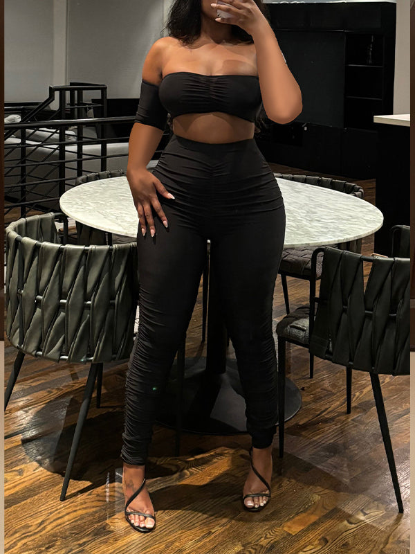 Indiebeautie Ruched Bandeau Top & Pants Set